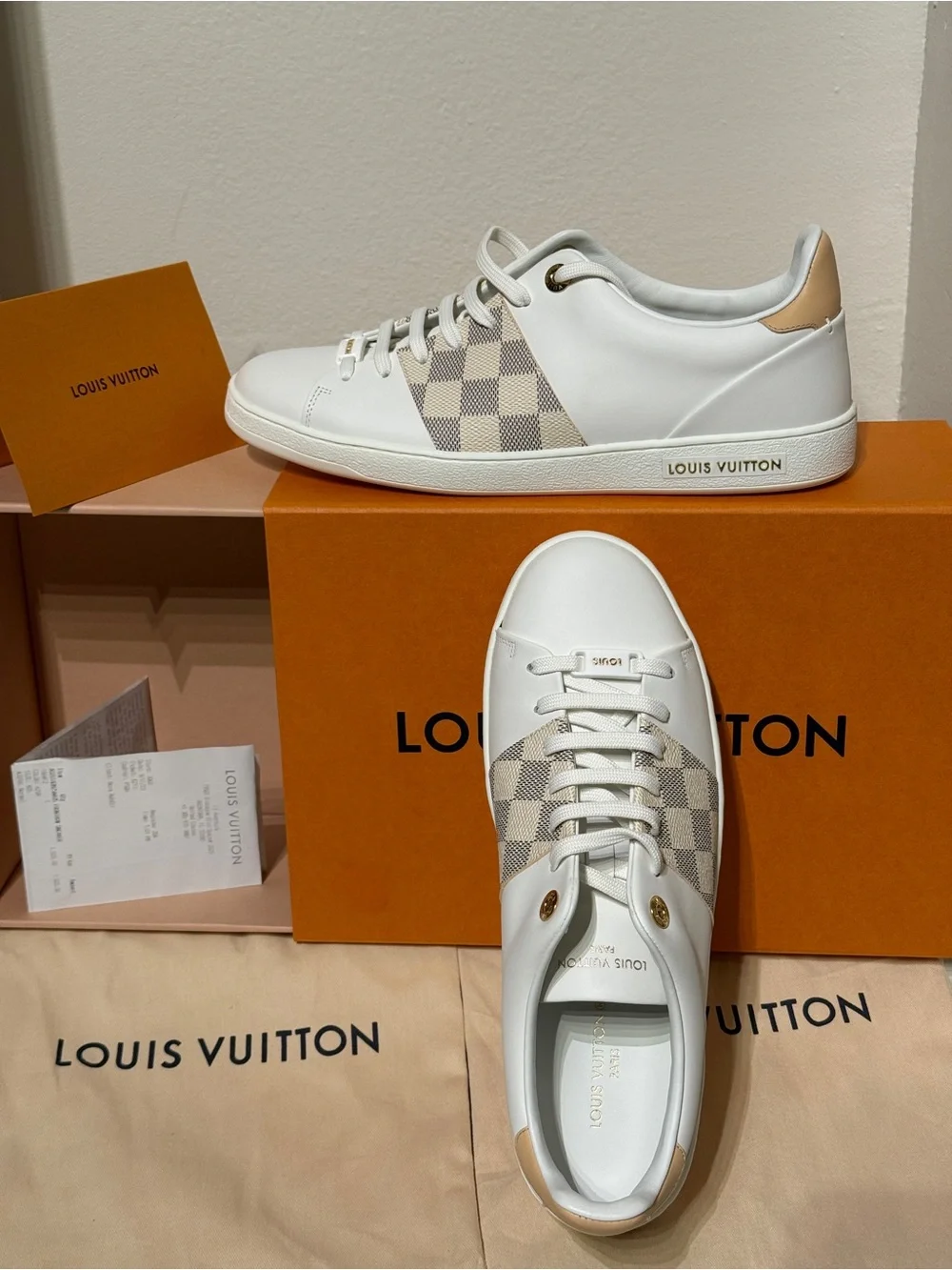 Louis Vuitton White & Beige Damier Azur *NEW* unused w/ box, EU 40.5 / 40 1/2 🔥